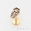 SKULL CROSSBONES ENGRAVED COFFIN 316L SURGICAL STEEL THREADLESS PUSH-PIN LABRET SET